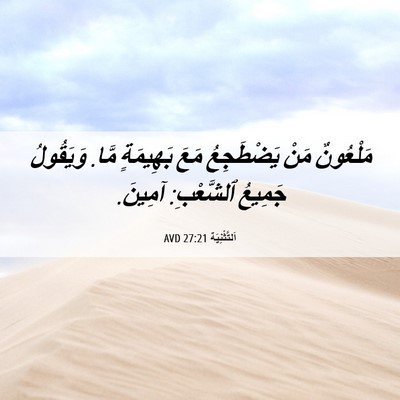 Picture 06 - اَلتَّثْنِيَة 27:21 AVD - مَلْعُونٌ مَنْ يَضْطَجِعُ - Bible Verse Picture