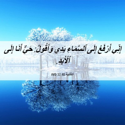 Picture 06 - اَلتَّثْنِيَة 32:40 AVD - إِنِّي أَرْفَعُ إِلَى - Bible Verse Picture