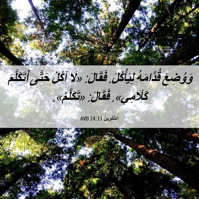 Picture 06 - اَلتَّكْوِينُ 24:33 AVD - وَوُضِعَ قُدَّامَهُ - Bible Verse Picture