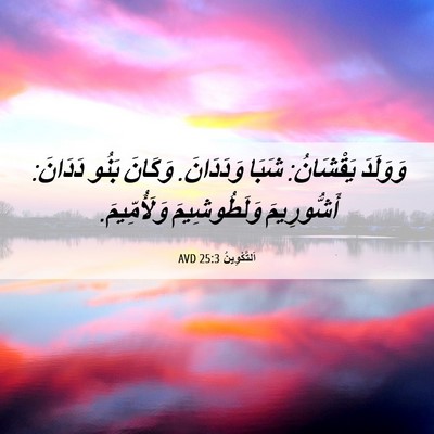 Picture 06 - اَلتَّكْوِينُ 25:3 AVD - وَوَلَدَ يَقْشَانُ: شَبَا - Bible Verse Picture