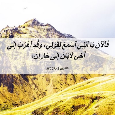 Picture 06 - اَلتَّكْوِينُ 27:43 AVD - فَٱلْآنَ يَا ٱبْنِي - Bible Verse Picture