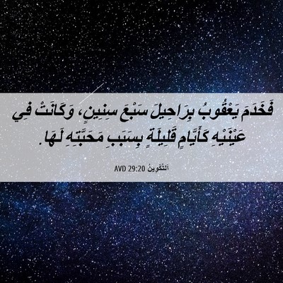 Picture 06 - اَلتَّكْوِينُ 29:20 AVD - فَخَدَمَ يَعْقُوبُ - Bible Verse Picture