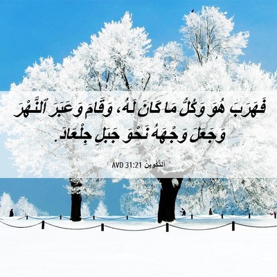Picture 06 - اَلتَّكْوِينُ 31:21 AVD - فَهَرَبَ هُوَ وَكُلُّ مَا - Bible Verse Picture