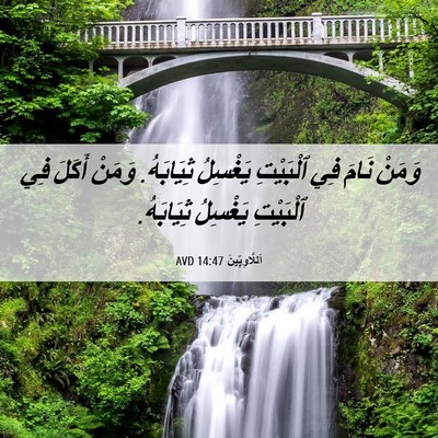 Picture 06 - اَللَّاوِيِّينَ 14:47 AVD - وَمَنْ نَامَ فِي ٱلْبَيْتِ - Bible Verse Picture