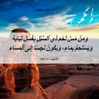 Picture 06 - اَللَّاوِيِّينَ 15:7 AVD - وَمَنْ مَسَّ لَحْمَ ذِي - Bible Verse Picture