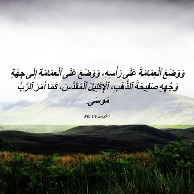 Picture 06 - اَللَّاوِيِّينَ 8:9 AVD - وَوَضَعَ ٱلْعِمَامَةَ - Bible Verse Picture