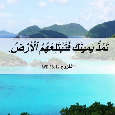 Picture 06 - اَلْخُرُوجُ 15:12 AVD - تَمُدُّ يَمِينَكَ - Bible Verse Picture
