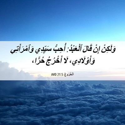 Picture 06 - اَلْخُرُوجُ 21:5 AVD - وَلَكِنْ إِنْ قَالَ - Bible Verse Picture