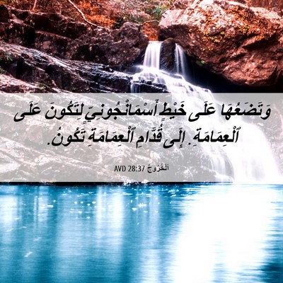 Picture 06 - اَلْخُرُوجُ 28:37 AVD - وَتَضَعُهَا عَلَى خَيْطٍ - Bible Verse Picture