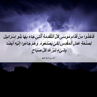 Picture 06 - اَلْخُرُوجُ 36:3 AVD - فَأَخَذُوا مِنْ قُدَّامِ - Bible Verse Picture
