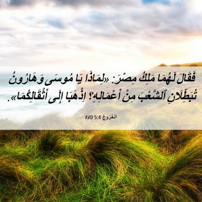 Picture 06 - اَلْخُرُوجُ 5:4 AVD - فَقَالَ لَهُمَا مَلِكُ - Bible Verse Picture