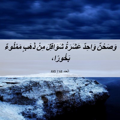 Picture 06 - اَلْعَدَد 7:68 AVD - وَصَحْنٌ وَاحِدٌ عَشَرَةُ - Bible Verse Picture