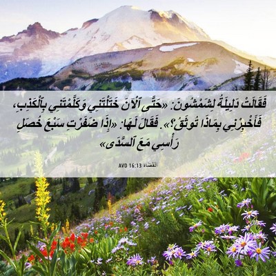 Picture 06 - اَلْقُضَاة 16:13 AVD - فَقَالَتْ دَلِيلَةُ - Bible Verse Picture