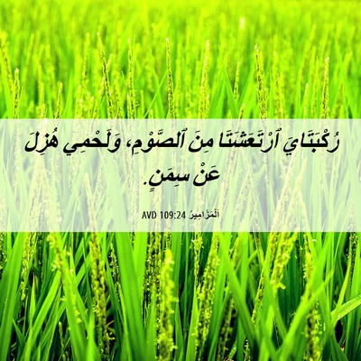 Picture 06 - اَلْمَزَامِيرُ 109:24 AVD - رُكْبَتَايَ ٱرْتَعَشَتَا - Bible Verse Picture