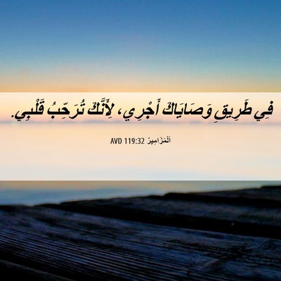 Picture 06 - اَلْمَزَامِيرُ 119:32 AVD - فِي طَرِيقِ وَصَايَاكَ - Bible Verse Picture