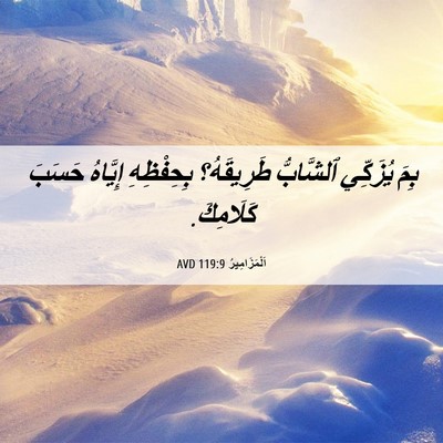 Picture 06 - اَلْمَزَامِيرُ 119:9 AVD - بِمَ يُزَكِّي ٱلشَّابُّ - Bible Verse Picture