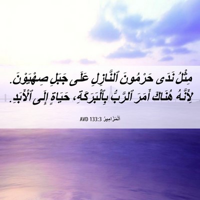 Picture 06 - اَلْمَزَامِيرُ 133:3 AVD - مِثْلُ نَدَى حَرْمُونَ - Bible Verse Picture