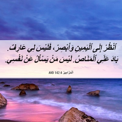 Picture 06 - اَلْمَزَامِيرُ 142:4 AVD - ٱنْظُرْ إِلَى ٱلْيَمِينِ - Bible Verse Picture
