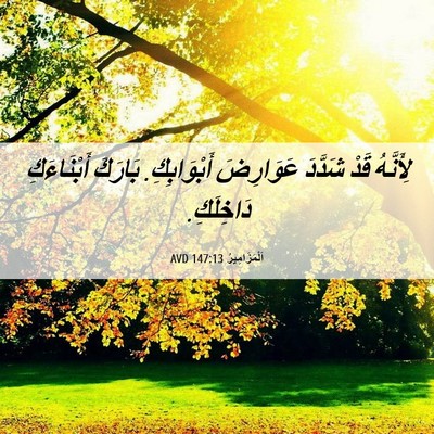 Picture 06 - اَلْمَزَامِيرُ 147:13 AVD - لِأَنَّهُ قَدْ شَدَّدَ - Bible Verse Picture