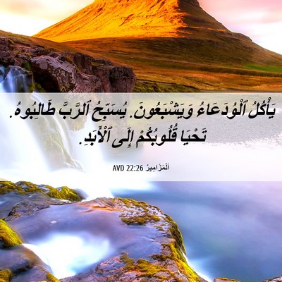 Picture 06 - اَلْمَزَامِيرُ 22:26 AVD - يَأْكُلُ ٱلْوُدَعَاءُ - Bible Verse Picture