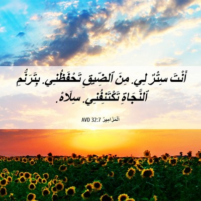 Picture 06 - اَلْمَزَامِيرُ 32:7 AVD - أَنْتَ سِتْرٌ لِي. مِنَ - Bible Verse Picture