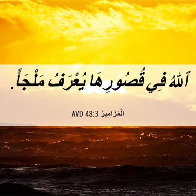 Picture 06 - اَلْمَزَامِيرُ 48:3 AVD - ٱللهُ فِي قُصُورِهَا - Bible Verse Picture