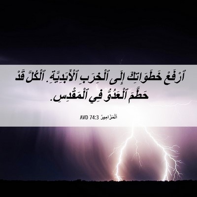 Picture 06 - اَلْمَزَامِيرُ 74:3 AVD - ٱرْفَعْ خَطَوَاتِكَ إِلَى - Bible Verse Picture