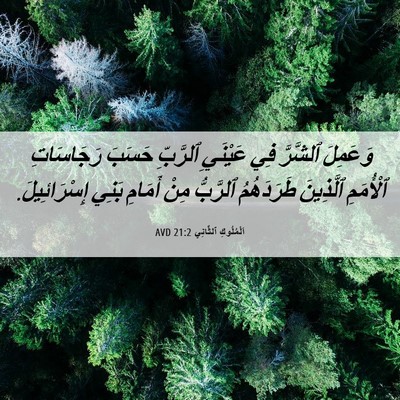 Picture 06 - اَلْمُلُوكِ ٱلثَّانِي 21:2 AVD - وَعَمِلَ ٱلشَّرَّ فِي - Bible Verse Picture