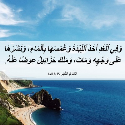 Picture 06 - اَلْمُلُوكِ ٱلثَّانِي 8:15 AVD - وَفِي ٱلْغَدِ أَخَذَ - Bible Verse Picture