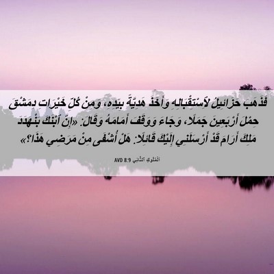 Picture 06 - اَلْمُلُوكِ ٱلثَّانِي 8:9 AVD - فَذَهَبَ حَزَائِيلُ - Bible Verse Picture