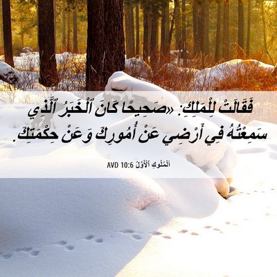 Picture 06 - اَلْمُلُوكِ ٱلْأَوَّلُ 10:6 AVD - فَقَالَتْ لِلْمَلِكِ: - Bible Verse Picture
