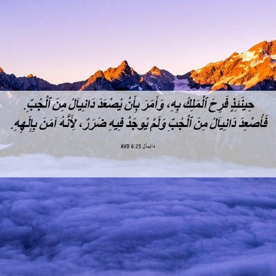 Picture 06 - دَانِيآل 6:23 AVD - حِينَئِذٍ فَرِحَ - Bible Verse Picture