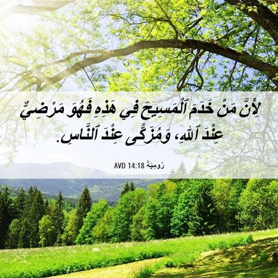 Picture 06 - رُومِيَةَ 14:18 AVD - لِأَنَّ مَنْ خَدَمَ - Bible Verse Picture