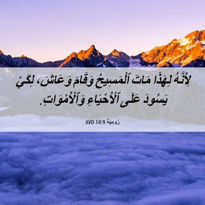 Picture 06 - رُومِيَةَ 14:9 AVD - لِأَنَّهُ لِهَذَا مَاتَ - Bible Verse Picture