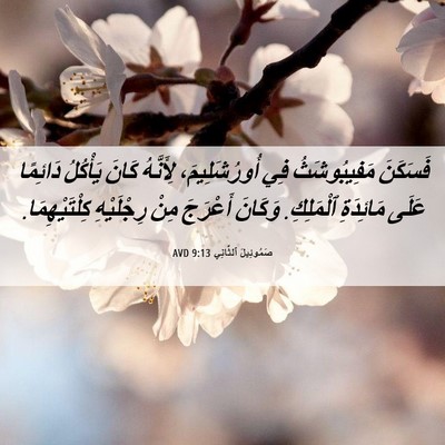 Picture 06 - صَمُوئِيلَ ٱلثَّانِي 9:13 AVD - فَسَكَنَ مَفِيبُوشَثُ فِي - Bible Verse Picture
