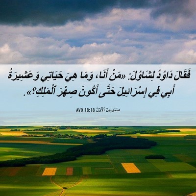 Picture 06 - صَمُوئِيلَ ٱلْأَوَّلُ 18:18 AVD - فَقَالَ دَاوُدُ لِشَاوُلَ: - Bible Verse Picture