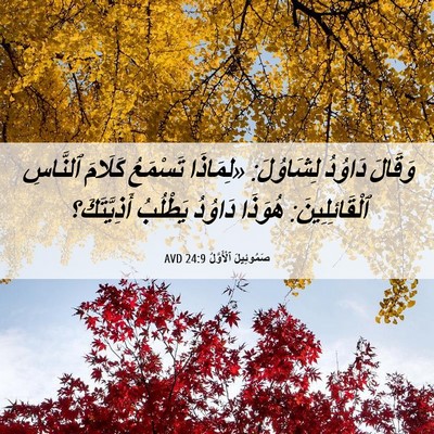 Picture 06 - صَمُوئِيلَ ٱلْأَوَّلُ 24:9 AVD - وَقَالَ دَاوُدُ لِشَاوُلَ: - Bible Verse Picture