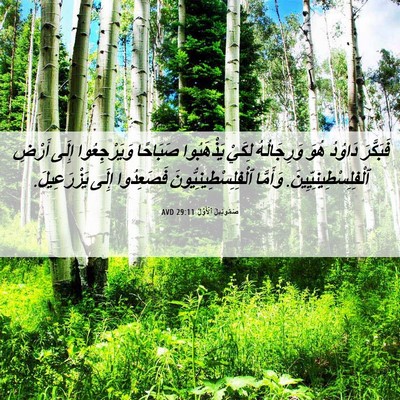 Picture 06 - صَمُوئِيلَ ٱلْأَوَّلُ 29:11 AVD - فَبَكَّرَ دَاوُدُ هُوَ - Bible Verse Picture