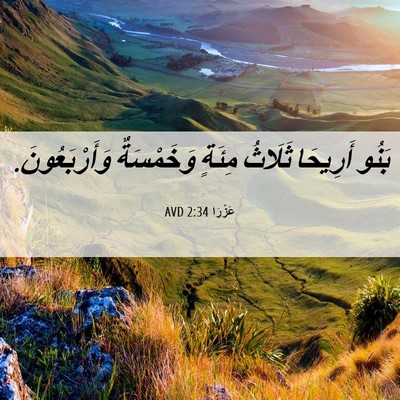 Picture 06 - عَزْرَا 2:34 AVD - بَنُو أَرِيحَا ثَلَاثُ - Bible Verse Picture