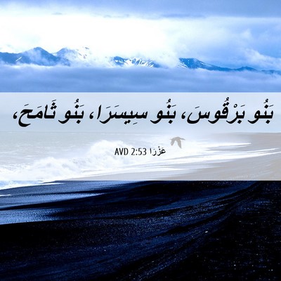 Picture 06 - عَزْرَا 2:53 AVD - بَنُو بَرْقُوسَ، بَنُو - Bible Verse Picture