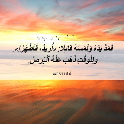 Picture 06 - لُوقا 5:13 AVD - فَمَدَّ يَدَهُ وَلَمَسَهُ - Bible Verse Picture
