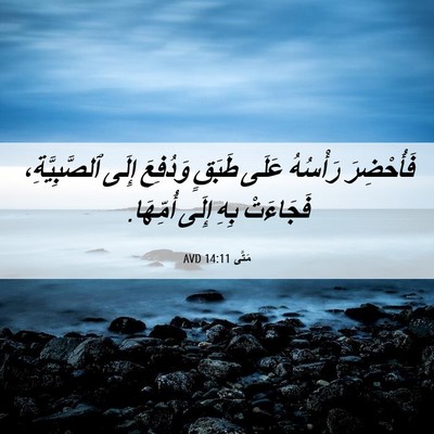 Picture 06 - مَتَّى 14:11 AVD - فَأُحْضِرَ رَأْسُهُ عَلَى - Bible Verse Picture