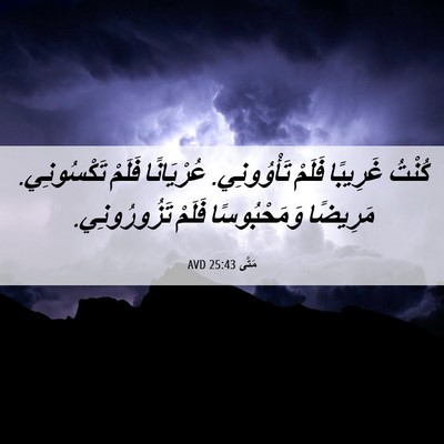 Picture 06 - مَتَّى 25:43 AVD - كُنْتُ غَرِيبًا فَلَمْ - Bible Verse Picture