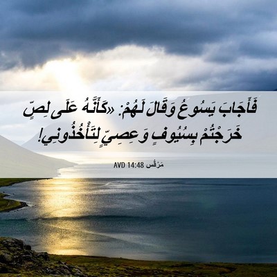 Picture 06 - مَرْقُس 14:48 AVD - فَأَجَابَ يَسُوعُ وَقَالَ - Bible Verse Picture