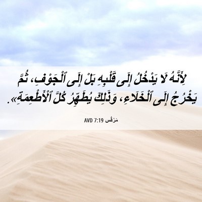 Picture 06 - مَرْقُس 7:19 AVD - لِأَنَّهُ لَا يَدْخُلُ - Bible Verse Picture