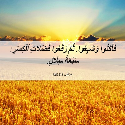 Picture 06 - مَرْقُس 8:8 AVD - فَأَكَلُوا وَشَبِعُوا. - Bible Verse Picture