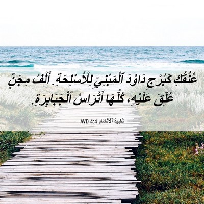 Picture 06 - نَشِيدُ ٱلْأَنْشَادِ 4:4 AVD - عُنُقُكِ كَبُرْجِ دَاوُدَ - Bible Verse Picture