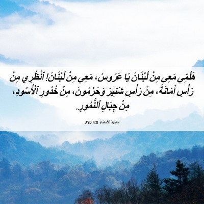 Picture 06 - نَشِيدُ ٱلْأَنْشَادِ 4:8 AVD - هَلُمِّي مَعِي مِنْ - Bible Verse Picture