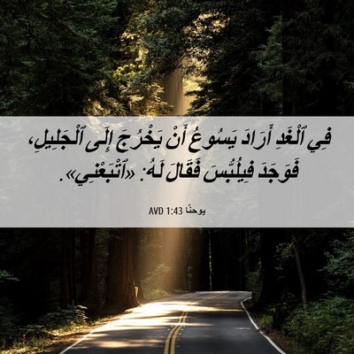Picture 06 - يوحنَّا 1:43 AVD - فِي ٱلْغَدِ أَرَادَ - Bible Verse Picture