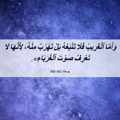 Picture 06 - يوحنَّا 10:5 AVD - وَأَمَّا ٱلْغَرِيبُ فَلَا - Bible Verse Picture